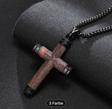 HOLZ Medaillon Edelstahl Kreuz