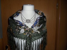 Trachtentuch Dirndltuch mit Fransen reine Seide grün