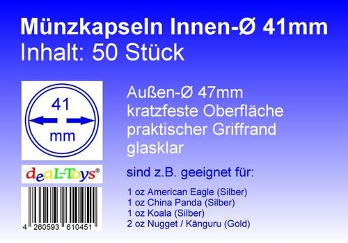 Münzkapseln 41mm geeignet - 50,