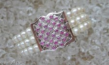 Armreif mit Perlen Rubine Perle 18 Kt. 750 er Gold 16,5cm Rubin fein