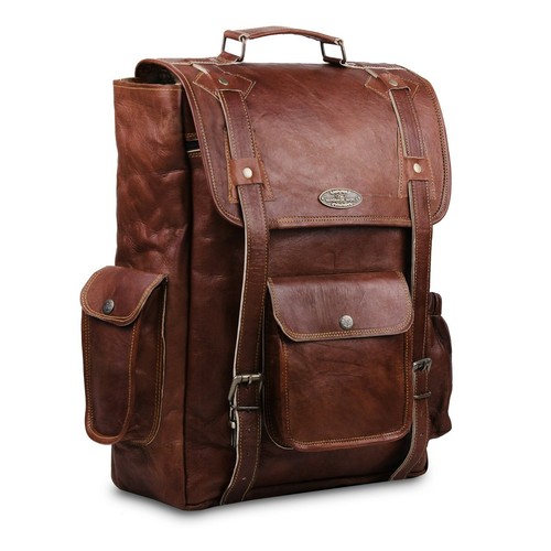 Vintage echtleder rucksack - echtleder, 17