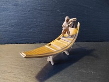 Miniatur Holz Schnitzerei China um 1900 / Bootsfahrer