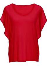 Neu Shirt mit Volantärmeln Gr. 44/46 Erdbeere Damen Basic-Shirt Bluse Oberteil