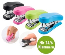 Novus Heftgerät Hefter Mini für 12 Blatt, Farbe wählbar inkl. 24/6 Heftklammern