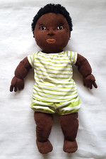 IKEA Stoffpupe LEKKAMRAT dunkelhäutig schwarze Haare DREHGELENKE Kleidung 46cm