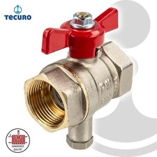 tecuro Kugelhahn mit Messfühleranschluss M10 x 1 mm, IG x IG, MS-vernickelt, Flü