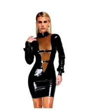 Sexy latex kleid schwarz - latex,