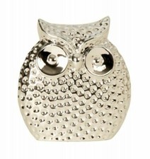 Eule Porzellan Silber Optik