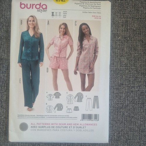 Burda 6742 pyjama nachthemd - burda,