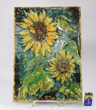 Karlsruher Majolika Sonnenblume Wandfliese Meschede 7393 Kachel Bild vintage