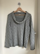 RABE Damen Pullover Gr. 42 Grau Glitzer Kragen Langarm Viskose Modal Mischung