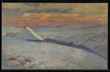 Künstler-AK Fritz Reiss: Winterliche Landschaft im Schwarzwald 