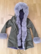 Parka Fuchs Jacke EchtFell Pelz Fell Mantel Winter Damen Fur Gr.L khaki Rar