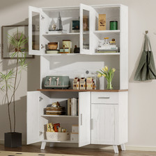 Küchenvitrine Shabby Vitrine Weiss Vitrinenschrank Küchenbuffet Anrichte 190cm