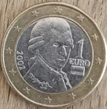 1 Euro Münze, Österreich, Mozart 2002