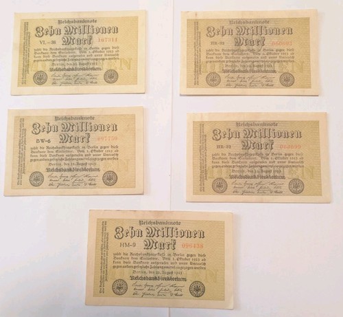Reichsbanknote zehn - 5x,