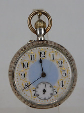 Schöne offene Jugendstil Herrentaschenuhr Minerva "Hertha" Silber 1900 (108307)