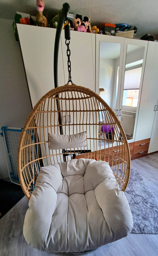 Rattan hängesessel mit kissen - rattan,