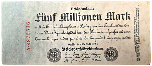 Weimar reichsbanknote 5 - reichsbanknote,