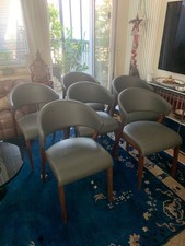 HÜLSTA  6x  Esszimmer Stühle, Walnussholz, Leder