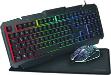 Gaming Maus, Mauspad & Tastatur Desktop Set mit wechselnden Farben LED