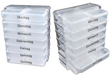 2 Stück 7-Tage Tablettenbox Pillendose - 7 Einzelfächer mit 4-fach Unterteilung