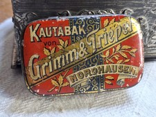 Antike kl. Blechdose " Grimm& Triebel" Schnupftabak /Kautabak um 1920