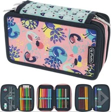 NEU Herlitz Triple-Decker Federmäppchen 31-tlg. Fancy Peacock Tri-Case pink Etui