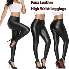 PU Leder Leggings Damen Hohe