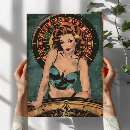 Vintage pin girl poster - pin, up