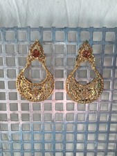 große Ohrringe Ohrschmuck Ohren Schmuck Strass Indisch Orientalisch Bollywood