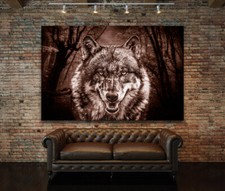 Wolf Retro Leinwand Bild