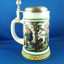 0,5L BMF Bierseidel Bierkrug mit Zinndeckel 4 Jahreszeiten neuwertig