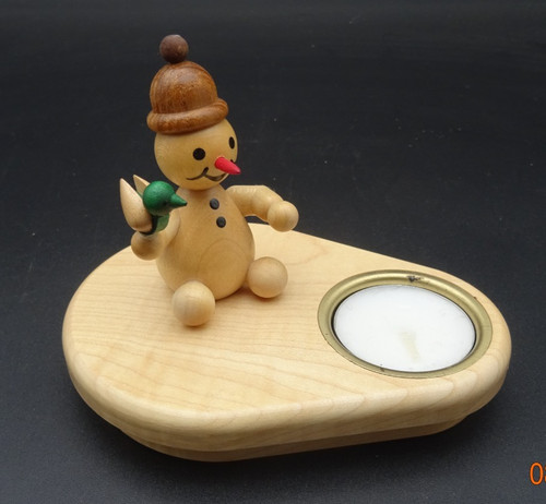 Teelichthalter holz schneemann - teelichthalter,
