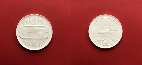 Ddr porzellan medaille bergbau - ddr,