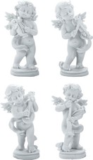Musizierende Schutzengel 4er Set, 9 cm, handbemalt, Polyresin Deko