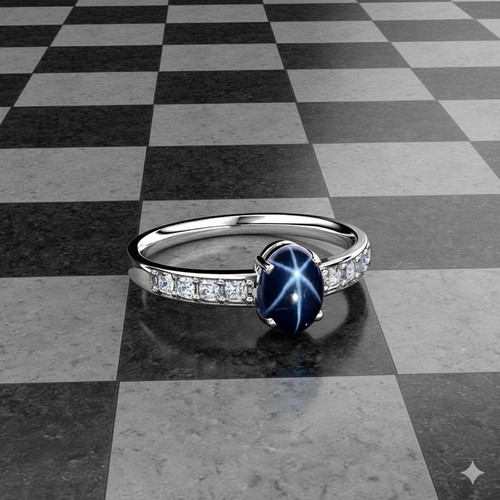 Blauer stern saphir ring - blauer,