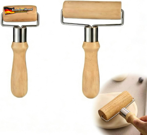 Kleine teigroller set 2er holz - teigroller,