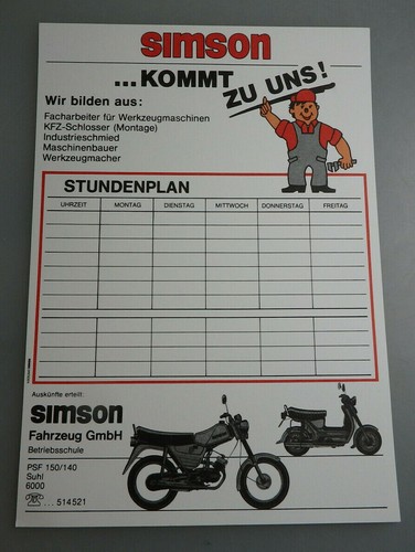 Stundenplan simson fahrzeug - stundenplan,