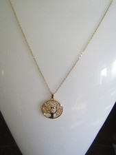 wunderschöner großer Gold Anhänger "Baum mit Eule" mit Kette 46cm