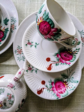 Kaffeeservice, Ostfriesische Rose, August Warnecke, handgemalt, 3 Pers, wie neu