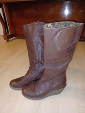 Fly London Damen Stiefel Boots Echtleder braun Gr. 42 Keilabsatz