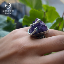 Roh Amethyst Schlangen Ring