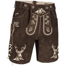 PAULGOS Herren Trachten Lederhose + Träger Echtes Leder kurz 3 Farben 44-60 HK4