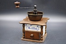 Zassenhaus Mokka Kaffeemühle Nr 164 aus Holz und Fliesen weiß  blau Vintage DEKO