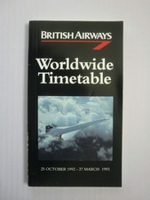 Flugplan British Airways 92/93