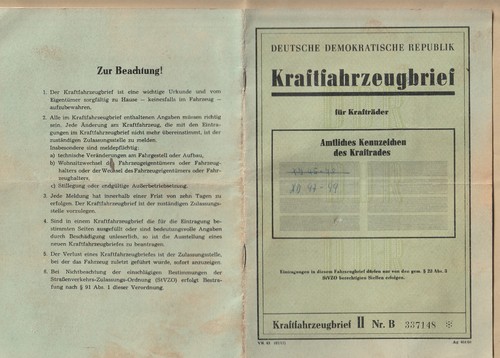 Ddr kfz brief - ddr, kfz-brief