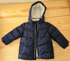 Baby Winterjacke Gr. 74 Blau mit Blumen gefüttert