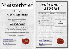 Meisterbrief Prüfungszeugnis
