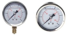 Edelstahl Druckluft Glycerin Manometer Ø63mm waagerecht o senkrecht G1/4 bar